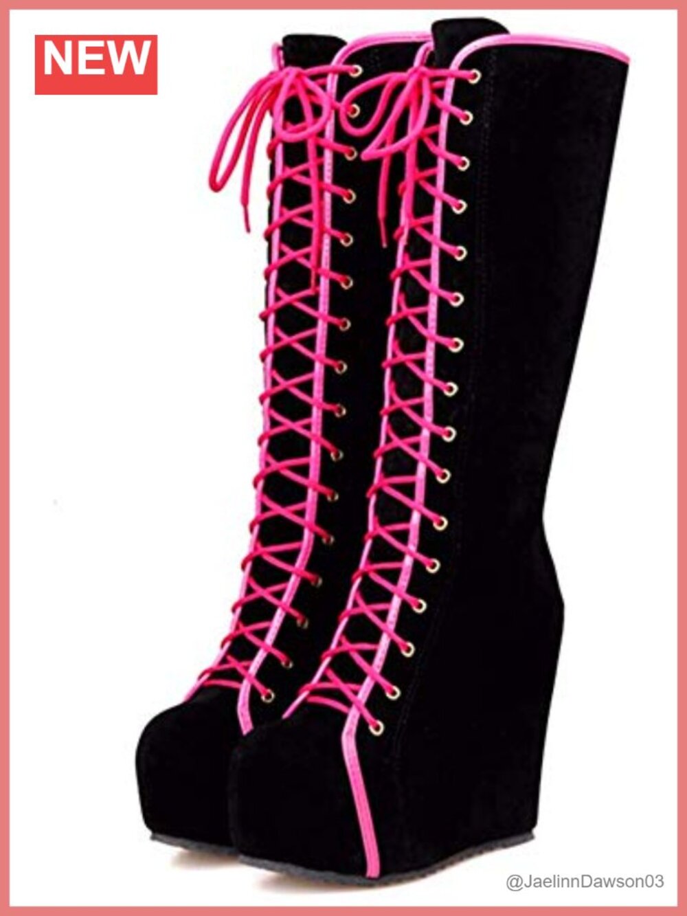 Women Vegan Suede Knee High Wedge Boots Platform Hidden Heel Lace Up Winter